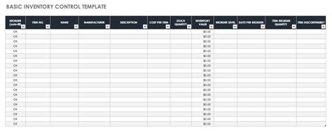 6 Inventory Template For Excel Excel Templates