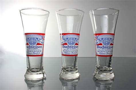Budweiser Pilsner Glasses Budweiser Label 8 Ounce Collectible