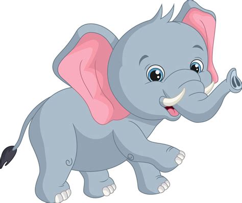 Cartoon Cute Baby Elephant On White Background 5112389 Vector Art At