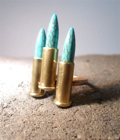 Statement Ring Triple Bullet Casing Turquoise Howlite Spike Ring 48