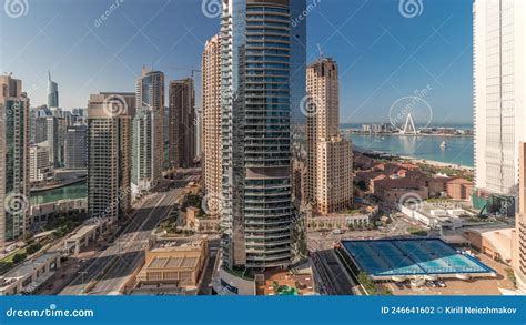 Panoramic View Of The Dubai Marina And Jbr Area And The Famous Ferris