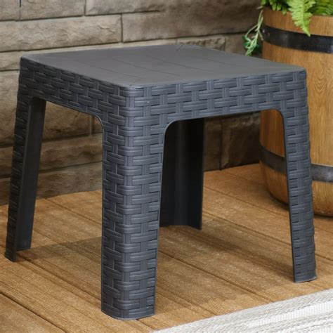 Sunnydaze Patio Side Table Indooroutdoor Plastic Accent Furniture