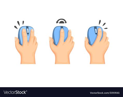 Hand Holding Computer Mouse Wireless Mouse Guide Vector Image
