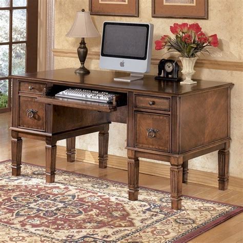 Ashley Furniture Furniture Hamlyn Office Desk In Medium Brown Homesquare