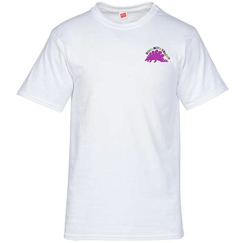 Hanes Essential T T Shirt Mens Embroidered White