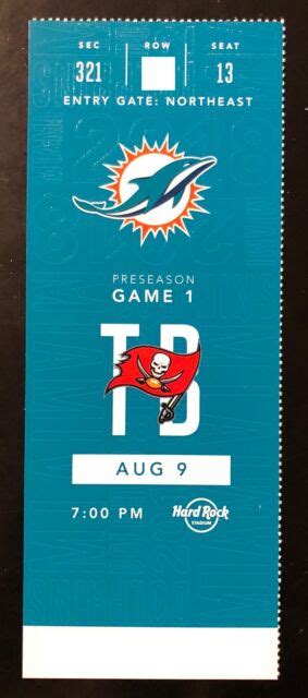 2018 Miami Dolphins Football Collectible Ticket Stub Choose Any Home