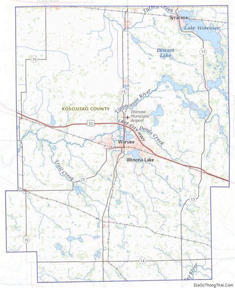 Map Of Kosciusko County Indiana