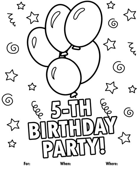 Find more coloring pages online for kids and adults of i love usa 4th july coloring pages to print. 5-th birthday party coloring page - Topcoloringpages.net