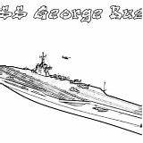 Coloring Carrier Aircraft Ship Uss Cvn Bush George Navy sketch template