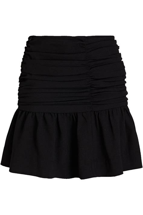 Ganni Ruched Stretch Crepe Mini Skirt The Outnet