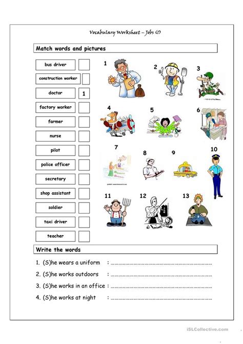 Jobs Charades Worksheet Free Esl Printable Worksheets