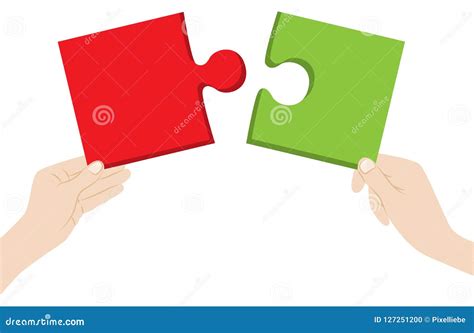 Hands With Puzzle Pieces Vector Stock Vector Illustration Of People