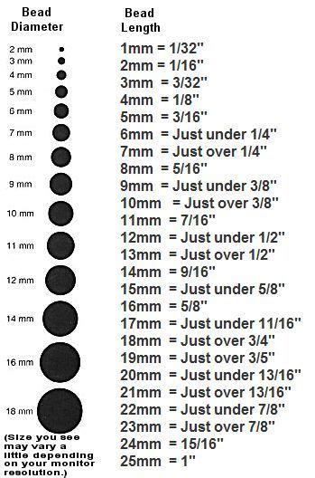 Bead Size Chart For Jewelry Making Jewelry Tools Jewelry Projects