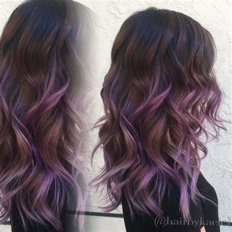 Purple Highlights In Brown Hair Ihairstyles Website Brownombrehair