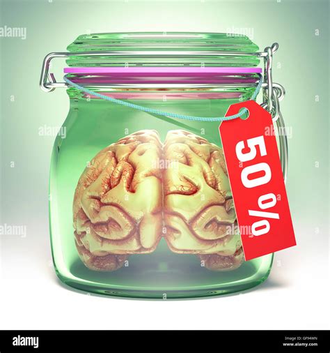 Human Brain In Glass Jar With Sale Label Illustration Stock Photo Alamy