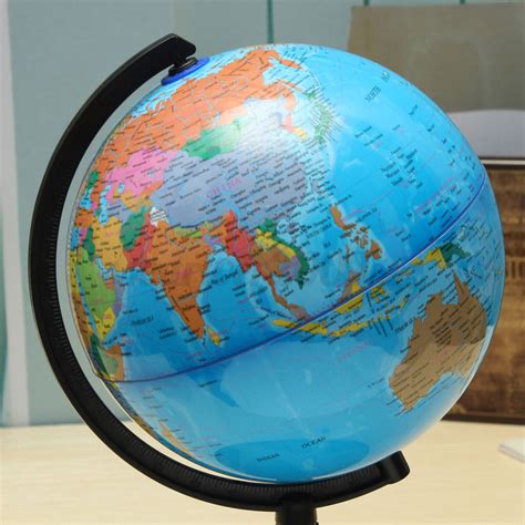 20cm Blue Ocean World Globe Map With Swivel Stand Geography Educational