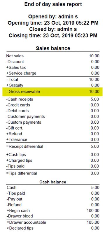 Here In The Ticket The Gross Receivable Is 10 Even If There Is A Cash