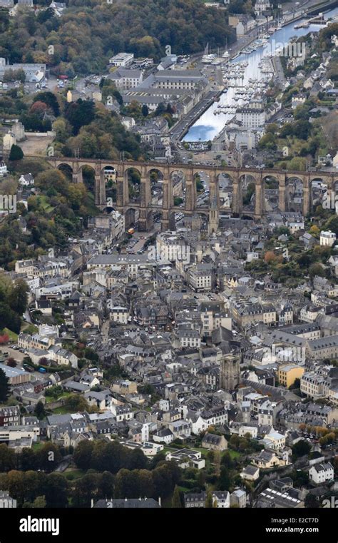 France Finistere Morlaix The Viaduct Above The City Center Aerial View
