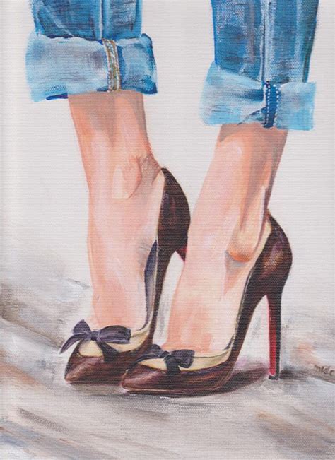 High Heel Art Print High Heels With Jeans Picture Fashion High Heels