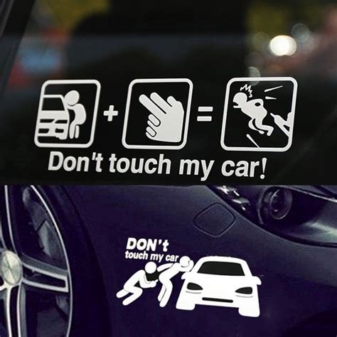 creative cartoon reflective car stickers don t touch my car warning post funny car window