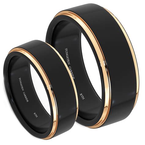 His And Hers Matching Black Tungsten Wedding Couple Rings Set P231 994 Zoom 