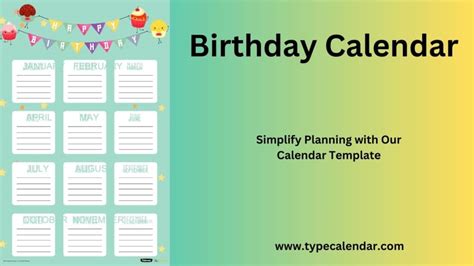 Free Printable Birthday Calendar Template Pdf Excel Word Editable