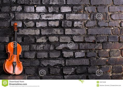 Violin On Brick Wall Background For Text Music Stock Photo Image Of