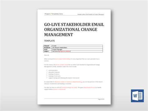 15 organizational announcement templates & examples. Go-Live Stakeholder Email Organizational Change Management