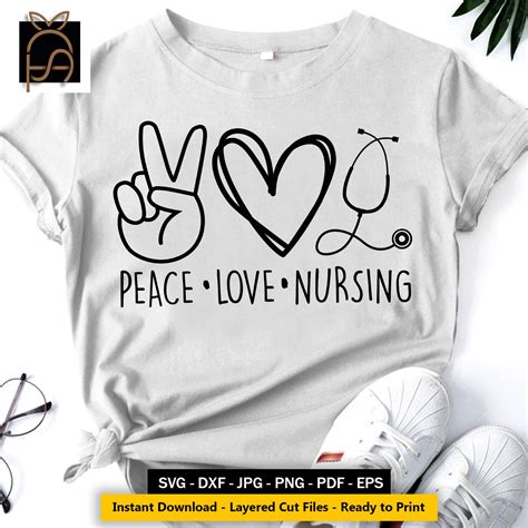 Peace Love Nursing svgNurse SVGStethoscope svgQuarantine | Etsy