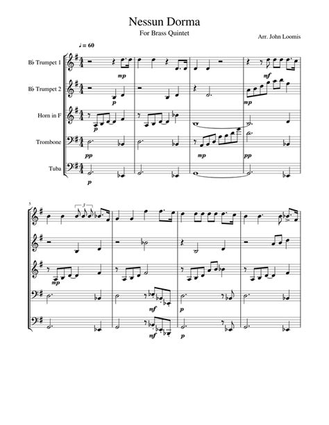 Adriano celentano azzurro accordi chitarra pianoforte testo lyrics spartito. Nessun Dorma for Brass Quintet Sheet music for Trumpet (In ...