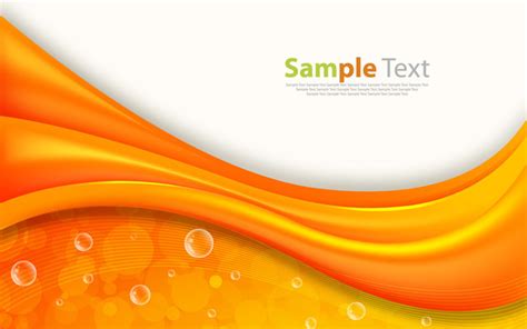 Free Vectors Waving Orange Curves And Bubbles Abstract Background The