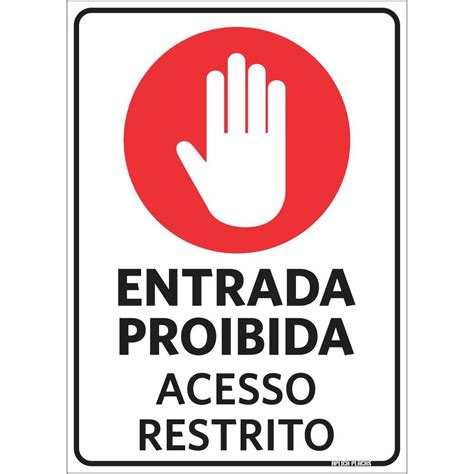 Placa Sinalização Proibida Entrada Acesso Restrito 18x25cm Shopee Brasil