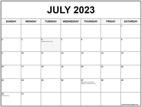 July 2023 And 2024 Calendar Free Printable With Holidays Images And