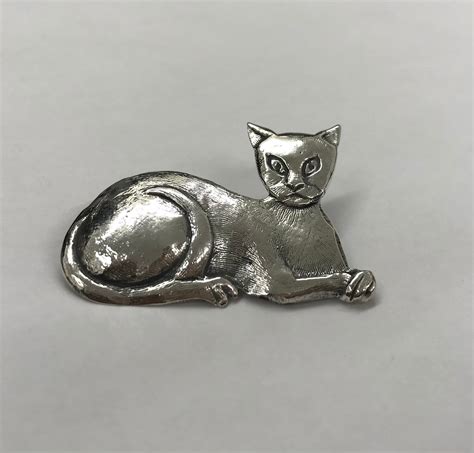 Sterling Silver 925 Cat Brooch Silver Cat Brooch Handmade Etsy