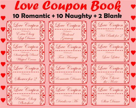 Love Coupon Book Printable Love Coupons Romantic Coupon Book Naughty