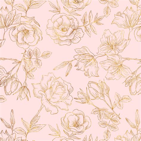 Free Gold Outlined Rose Patterned Digital Paper Free Pretty Things
