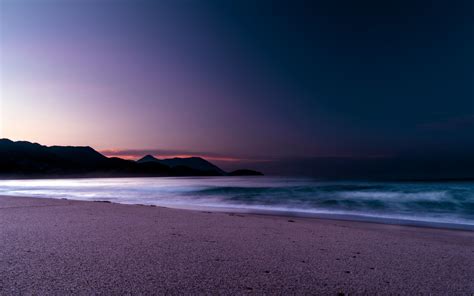 Download 3840x2400 Wallpaper Calm Beach Purple Sunset 4k Ultra Hd