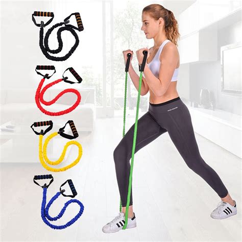 Cord Covered Resistance Bands With Padded Handles Yoga Pull Rope