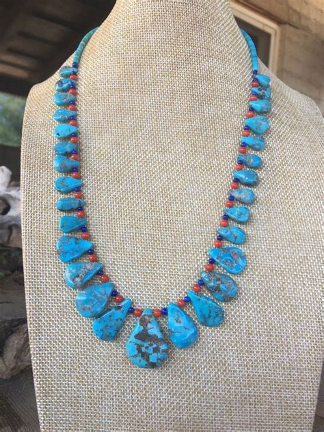 Navajo Turquoise And Sterling Silver Beaded Necklace Etsy In 2020