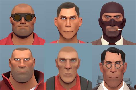Six Different Facial Expressions In The Same Characters Head And Neck