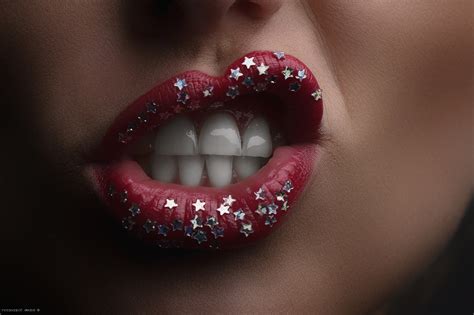 Wallpaper Face Women Stars Closeup Red Lipstick Teeth Mouth