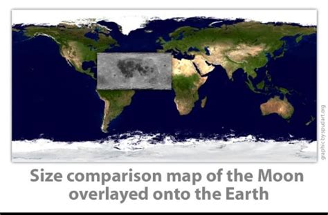 Size Comparison Map Of The Moon Overlayed Onto Earth Earth Earth Surface Look At The Moon