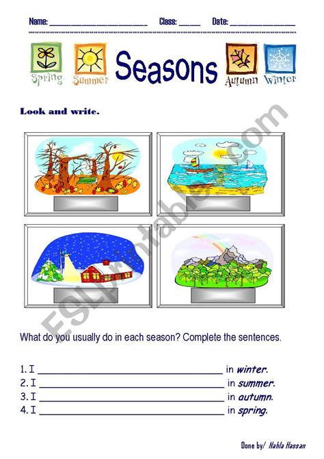 Seasons Esl Worksheet By Ninamadan