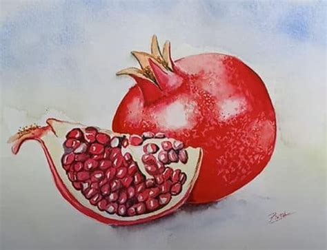 How To Draw A Pomegranate Step By Step Fruits Drawing Tutorial