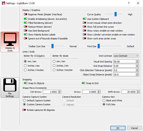 Lightburn Settings Lightburn Software Documentation