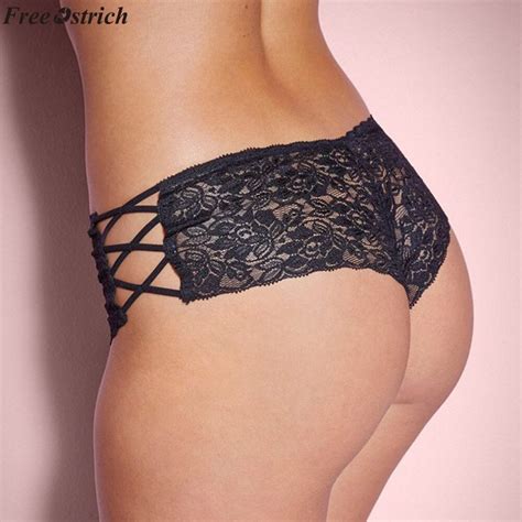 Free Ostrich Sexy Panties Women Lace Low Rise Solid Briefs Female
