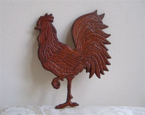 Vintage Carved Wood Rooster Wall Art Plaque Folk Art Rustic Farmhouse Decor Rooster Wall Art