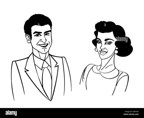Hand Drawn Sketch Of A Happy Couple Stock Photo Alamy