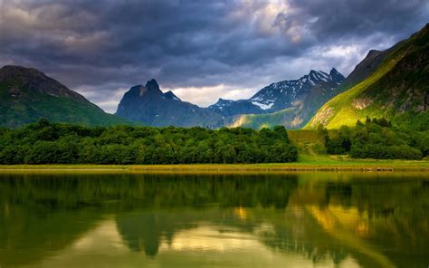 Nature Mountain Landscape Trees Reflection Exotic