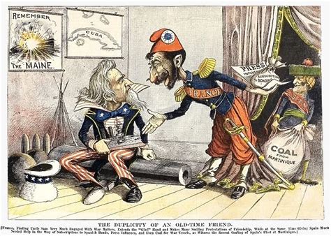 Spanish American War 1898 American Newspaper Cartoon Of